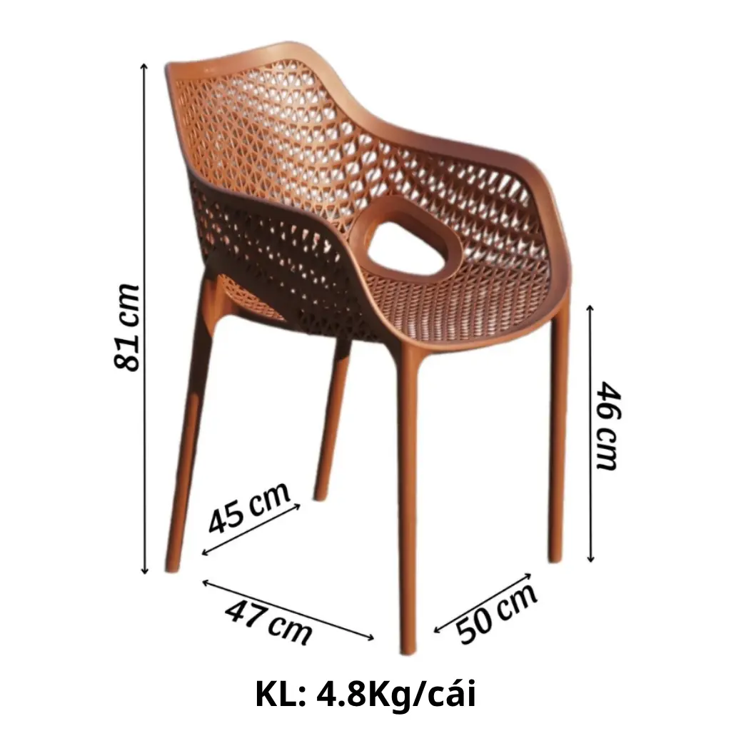 Kích thước ghế nhựa đúc dáng thuyền TM06