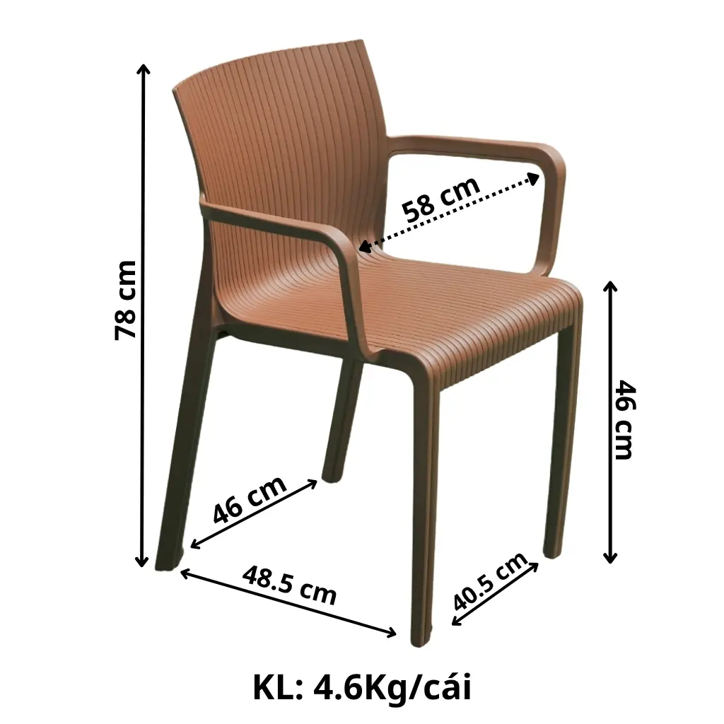 Kích thước ghế sóng có tay vịn TM17